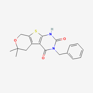 molecular formula C18H18N2O3S B11463576 4-benzyl-12,12-dimethyl-11-oxa-8-thia-4,6-diazatricyclo[7.4.0.02,7]trideca-1(9),2(7)-diene-3,5-dione 