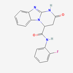 molecular formula C17H13FN4O2 B11463648 N-(2-fluorophenyl)-2-oxo-1,2,3,4-tetrahydropyrimido[1,2-a]benzimidazole-4-carboxamide 
