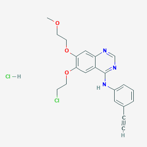molecular formula C₂₁H₂₁Cl₂N₃O₃ B1146366 6-O-Desmethoxyethyl-6-O-chloroethyl Erlotinib Hydrochloride CAS No. 183320-04-9