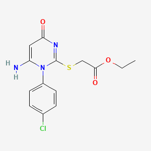 molecular formula C14H14ClN3O3S B11463675 Ethyl {[6-amino-1-(4-chlorophenyl)-4-oxo-1,4-dihydropyrimidin-2-yl]sulfanyl}acetate 
