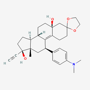 molecular formula C₃₀H₃₉NO₄ B1146378 (5'S,8'S,11'R,13'S,14'S,17'R)-11'-[4-(dimethylamino)phenyl]-17'-ethynyl-13'-methylspiro[1,3-dioxolane-2,3'-2,4,6,7,8,11,12,14,15,16-decahydro-1H-cyclopenta[a]phenanthrene]-5',17'-diol CAS No. 91934-95-1