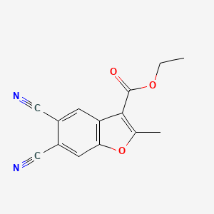 molecular formula C14H10N2O3 B11463780 Ethyl 5,6-dicyano-2-methyl-1-benzofuran-3-carboxylate 