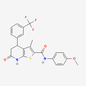 molecular formula C23H19F3N2O3S B11463788 N-(4-methoxyphenyl)-3-methyl-6-oxo-4-[3-(trifluoromethyl)phenyl]-4,5,6,7-tetrahydrothieno[2,3-b]pyridine-2-carboxamide 