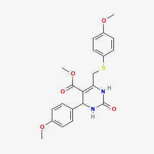 molecular formula C21H22N2O5S B11463896 Methyl 4-(4-methoxyphenyl)-6-{[(4-methoxyphenyl)sulfanyl]methyl}-2-oxo-1,2,3,4-tetrahydropyrimidine-5-carboxylate 