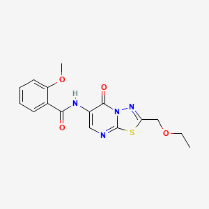 molecular formula C16H16N4O4S B11463939 N-[2-(ethoxymethyl)-5-oxo-5H-[1,3,4]thiadiazolo[3,2-a]pyrimidin-6-yl]-2-methoxybenzamide 