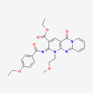 molecular formula C26H26N4O6 B11463945 ethyl 6-(4-ethoxybenzoyl)imino-7-(2-methoxyethyl)-2-oxo-1,7,9-triazatricyclo[8.4.0.03,8]tetradeca-3(8),4,9,11,13-pentaene-5-carboxylate 