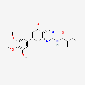 molecular formula C22H27N3O5 B11463977 2-methyl-N-[5-oxo-7-(3,4,5-trimethoxyphenyl)-5,6,7,8-tetrahydroquinazolin-2-yl]butanamide 