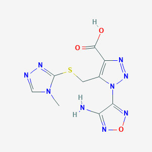 molecular formula C9H9N9O3S B11463988 1-(4-amino-1,2,5-oxadiazol-3-yl)-5-{[(4-methyl-4H-1,2,4-triazol-3-yl)sulfanyl]methyl}-1H-1,2,3-triazole-4-carboxylic acid 