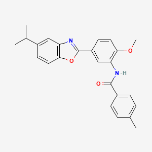 molecular formula C25H24N2O3 B11464022 N-{2-methoxy-5-[5-(propan-2-yl)-1,3-benzoxazol-2-yl]phenyl}-4-methylbenzamide 