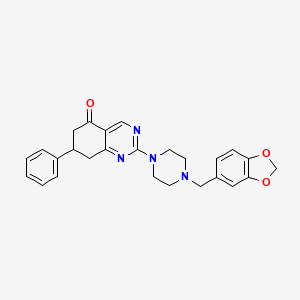 molecular formula C26H26N4O3 B11464024 2-[4-(1,3-benzodioxol-5-ylmethyl)piperazin-1-yl]-7-phenyl-7,8-dihydroquinazolin-5(6H)-one 