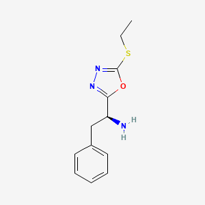 molecular formula C12H15N3OS B11464061 (1S)-1-[5-(ethylsulfanyl)-1,3,4-oxadiazol-2-yl]-2-phenylethanamine 