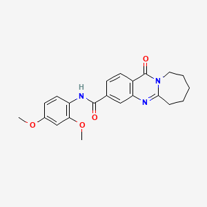 molecular formula C22H23N3O4 B11464187 N-(2,4-dimethoxyphenyl)-12-oxo-6,7,8,9,10,12-hexahydroazepino[2,1-b]quinazoline-3-carboxamide 
