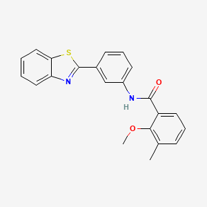 molecular formula C22H18N2O2S B11464190 N-[3-(1,3-benzothiazol-2-yl)phenyl]-2-methoxy-3-methylbenzamide 