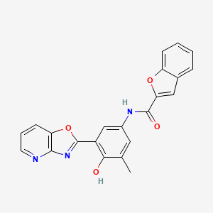 molecular formula C22H15N3O4 B11464198 N-(4-Hydroxy-3-methyl-5-{[1,3]oxazolo[4,5-B]pyridin-2-YL}phenyl)-1-benzofuran-2-carboxamide 