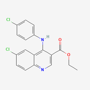 molecular formula C18H14Cl2N2O2 B11464227 Ethyl 6-chloro-4-[(4-chlorophenyl)amino]quinoline-3-carboxylate 