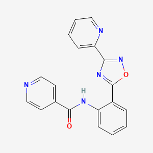 molecular formula C19H13N5O2 B11464232 N-{2-[3-(pyridin-2-yl)-1,2,4-oxadiazol-5-yl]phenyl}pyridine-4-carboxamide 