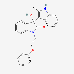 molecular formula C25H22N2O3 B11464242 3'-hydroxy-2-methyl-1'-(2-phenoxyethyl)-1',3'-dihydro-1H,2'H-3,3'-biindol-2'-one 