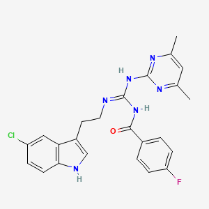 molecular formula C24H22ClFN6O B11464269 N-[(E)-{[2-(5-Chloro-1H-indol-3-YL)ethyl]amino}[(4,6-dimethylpyrimidin-2-YL)amino]methylidene]-4-fluorobenzamide 