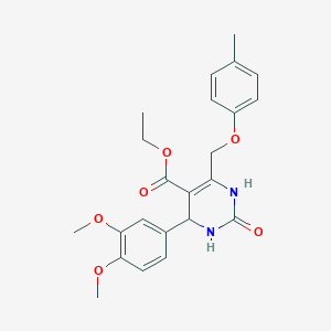 molecular formula C23H26N2O6 B11464281 Ethyl 4-(3,4-dimethoxyphenyl)-6-[(4-methylphenoxy)methyl]-2-oxo-1,2,3,4-tetrahydropyrimidine-5-carboxylate 