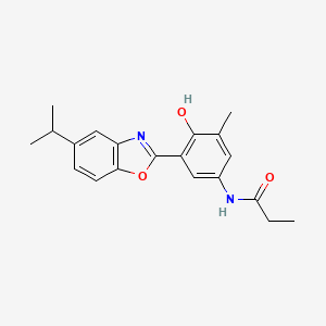 molecular formula C20H22N2O3 B11464321 N-{4-hydroxy-3-methyl-5-[5-(propan-2-yl)-1,3-benzoxazol-2-yl]phenyl}propanamide 