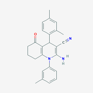 molecular formula C25H25N3O B11464362 2-Amino-4-(2,4-dimethylphenyl)-1-(3-methylphenyl)-5-oxo-1,4,5,6,7,8-hexahydroquinoline-3-carbonitrile 