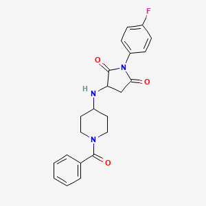 molecular formula C22H22FN3O3 B11464369 3-[(1-Benzoylpiperidin-4-yl)amino]-1-(4-fluorophenyl)pyrrolidine-2,5-dione 