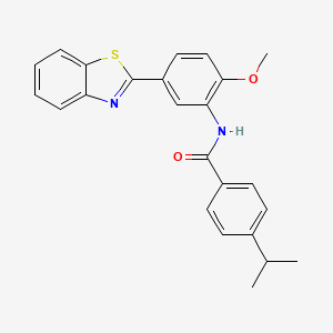 molecular formula C24H22N2O2S B11464384 N-[5-(1,3-benzothiazol-2-yl)-2-methoxyphenyl]-4-(propan-2-yl)benzamide 