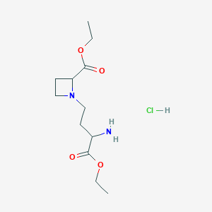 molecular formula C₁₂H₂₃ClN₂O₄ B1146451 alpha-Amino-2-(ethoxycarbonyl)-1-azetidinebutanoic Acid Ethyl Ester Hydrochloride CAS No. 1028192-80-4