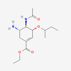 molecular formula C₁₅H₂₆N₂O₄ B1146469 3-Des(1-ethylpropoxy)-3-(1-methylpropoxy) Oseltamivir CAS No. 1052063-37-2