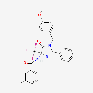 molecular formula C26H22F3N3O3 B11464740 N-[1-(4-methoxybenzyl)-5-oxo-2-phenyl-4-(trifluoromethyl)-4,5-dihydro-1H-imidazol-4-yl]-3-methylbenzamide 