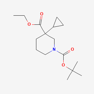 molecular formula C₁₆H₂₇NO₄ B1146483 N-Boc-3-cyclopropylpiperidine-4-carboxylic Acid Ethyl Ester CAS No. 1346602-87-6