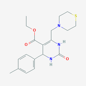 molecular formula C19H25N3O3S B11465226 Ethyl 4-(4-methylphenyl)-2-oxo-6-(thiomorpholin-4-ylmethyl)-1,2,3,4-tetrahydropyrimidine-5-carboxylate 
