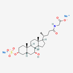 molecular formula C₂₆H₄₁NNa₂O₈S B1146524 disodium;2-[[(4R)-4-[(3R,5R,7R,8R,9S,10S,13R,14S,17R)-7-hydroxy-10,13-dimethyl-3-sulfonatooxy-2,3,4,5,6,7,8,9,11,12,14,15,16,17-tetradecahydro-1H-cyclopenta[a]phenanthren-17-yl]pentanoyl]amino]acetate CAS No. 66874-09-7