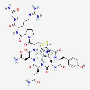 (2S)-1-[(4R,7S,10S,13S,16S,19R)-19-Amino-7-(2-amino-2-oxoethyl)-10-(3-amino-3-oxopropyl)-16-[(4-hydroxyphenyl)methyl]-6,9,12,15,18-pentaoxo-13-[(2,3,4,5,6-pentadeuteriophenyl)methyl]-1,2-dithia-5,8,11,14,17-pentazacycloicosane-4-carbonyl]-N-[(2S)-1-[(2-amino-2-oxoethyl)amino]-5-(diaminomethylideneamino)-1-oxopentan-2-yl]pyrrolidine-2-carboxamide