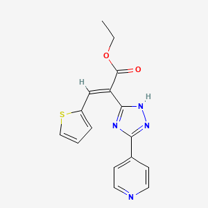 molecular formula C16H14N4O2S B11465528 ethyl (2E)-2-[3-(pyridin-4-yl)-1H-1,2,4-triazol-5-yl]-3-(thiophen-2-yl)prop-2-enoate 