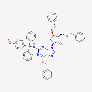 molecular formula C₅₃H₄₉N₅O₄ B1146563 N-[(4-甲氧基苯基)-二苯甲基]-9-[(1R,3S,4R)-2-亚甲基-4-苯甲氧基-3-(苯甲氧基甲基)环戊基]-6-苯甲氧基嘌呤-2-胺 CAS No. 1354695-79-6