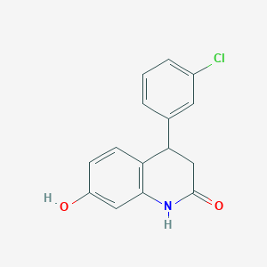 molecular formula C15H12ClNO2 B11465652 4-(3-chlorophenyl)-7-hydroxy-3,4-dihydro-1H-quinolin-2-one 