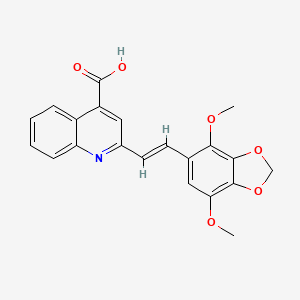 molecular formula C21H17NO6 B11466078 2-[(E)-2-(4,7-dimethoxy-1,3-benzodioxol-5-yl)ethenyl]quinoline-4-carboxylic acid 