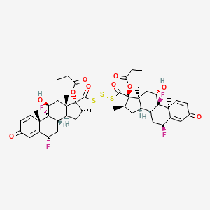 molecular formula C₄₈H₅₈F₄O₁₀S₃ B1146609 17,17'-(Trisulfanediyldicarbonyl)bis(6alpha,9-difluoro-11beta-hydroxy-16alpha-methyl-3-oxoandrosta-1,4-dien-17alpha-yl) dipropanoate CAS No. 960071-64-1
