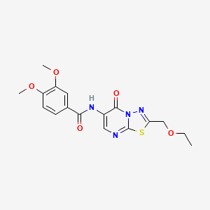 molecular formula C17H18N4O5S B11466128 N-[2-(ethoxymethyl)-5-oxo-5H-[1,3,4]thiadiazolo[3,2-a]pyrimidin-6-yl]-3,4-dimethoxybenzamide 