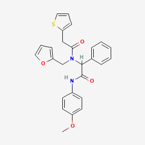 molecular formula C26H24N2O4S B11466588 N-(furan-2-ylmethyl)-N-{2-[(4-methoxyphenyl)amino]-2-oxo-1-phenylethyl}-2-(thiophen-2-yl)acetamide 