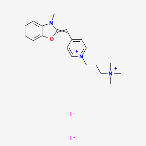 molecular formula C20H27I2N3O B1146665 3-Methyl-2-((1-(3-(trimethylammonio)propyl)pyridin-4(1H)-ylidene)methyl)benzo[d]oxazol-3-ium iodide CAS No. 157199-56-9