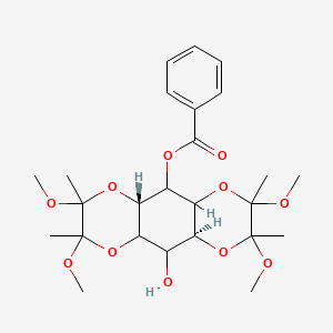 molecular formula C₂₅H₃₆O₁₁ B1146698 [(1S,8S)-9-hydroxy-5,6,12,13-tetramethoxy-5,6,12,13-tetramethyl-4,7,11,14-tetraoxatricyclo[8.4.0.03,8]tetradecan-2-yl] benzoate CAS No. 1068088-78-7