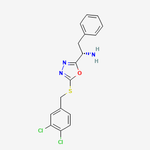 molecular formula C17H15Cl2N3OS B11467084 (1S)-1-{5-[(3,4-dichlorobenzyl)sulfanyl]-1,3,4-oxadiazol-2-yl}-2-phenylethanamine 