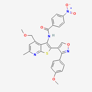 molecular formula C27H22N4O6S B11467198 N-[4-(methoxymethyl)-2-[3-(4-methoxyphenyl)-1,2-oxazol-4-yl]-6-methylthieno[2,3-b]pyridin-3-yl]-4-nitrobenzamide 