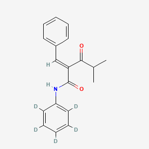 molecular formula C₁₉H₁₄D₅NO₂ B1146737 Pentanamide, 4-methyl-3-oxo-N-(phenyl-d5)-2-(phenylmethylene)-(9CI) CAS No. 265989-32-0