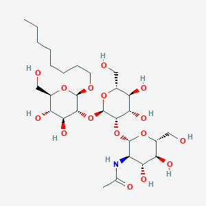 molecular formula C₂₈H₅₁NO₁₆ B1146778 OCTYL 2-ACETAMIDO-2-DEOXY-B-D-GLUCOPYRANOSYL-(1-2)-A-D-MANNOPYRANOSYL-(1-2)-B-D-GLUCOPYRANOSIDE CAS No. 1268248-67-4