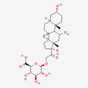 molecular formula C₂₇H₄₂O₁₁ B1146787 (3alpha,5alpha,9xi)-3,11,17-Trihydroxy-20-oxopregnan-21-yl beta-D-glucopyranosiduronic acid CAS No. 131061-62-6