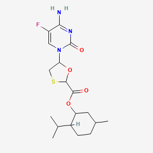 molecular formula C18H26FN3O4S B1146798 5-(4-Amino-5-fluoro-2-oxo-1(2H)-pyrimidinyl)-1,3-oxathiolane-2-carboxylic acid 5-methyl-2-(1-methylethyl)cyclohexyl ester CAS No. 147126-75-8