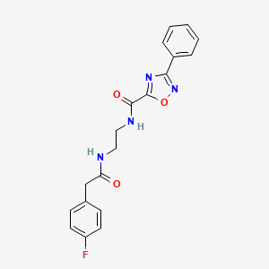 molecular formula C19H17FN4O3 B11468044 N-(2-{[(4-fluorophenyl)acetyl]amino}ethyl)-3-phenyl-1,2,4-oxadiazole-5-carboxamide 